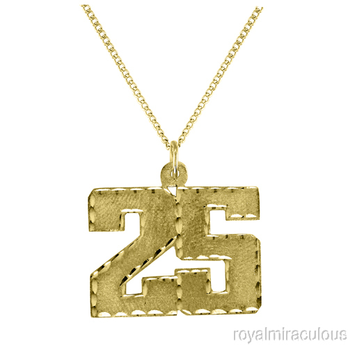 Personalized Number Necklace 20mm Sterling Silver or Gold Plated Silver