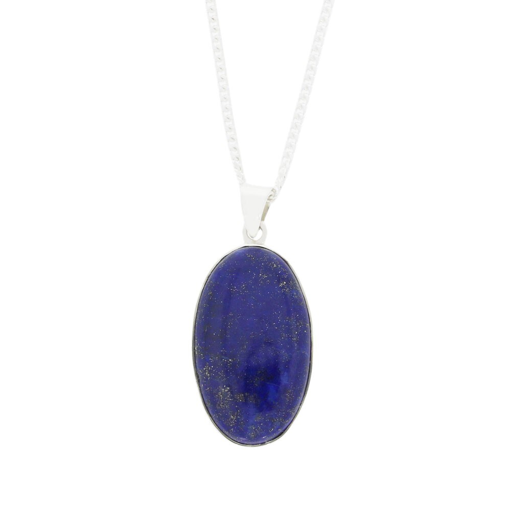 Lapis Lazuli Oval Shape Pendant & Chain Sterling Silver DM018