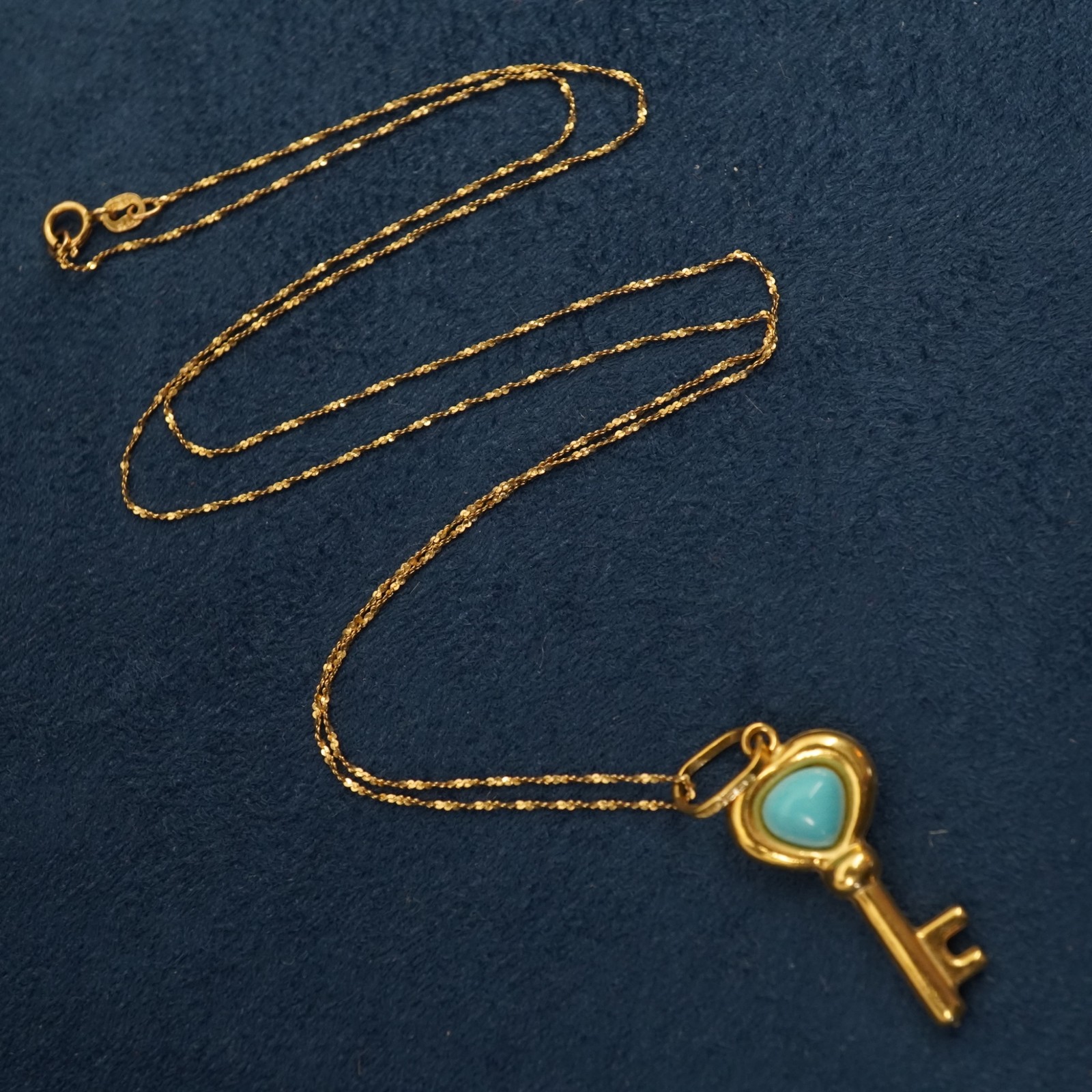 Milor 18k Yellow Gold & Turquoise Key Pendant on 14k Chain – Free Shipping USA