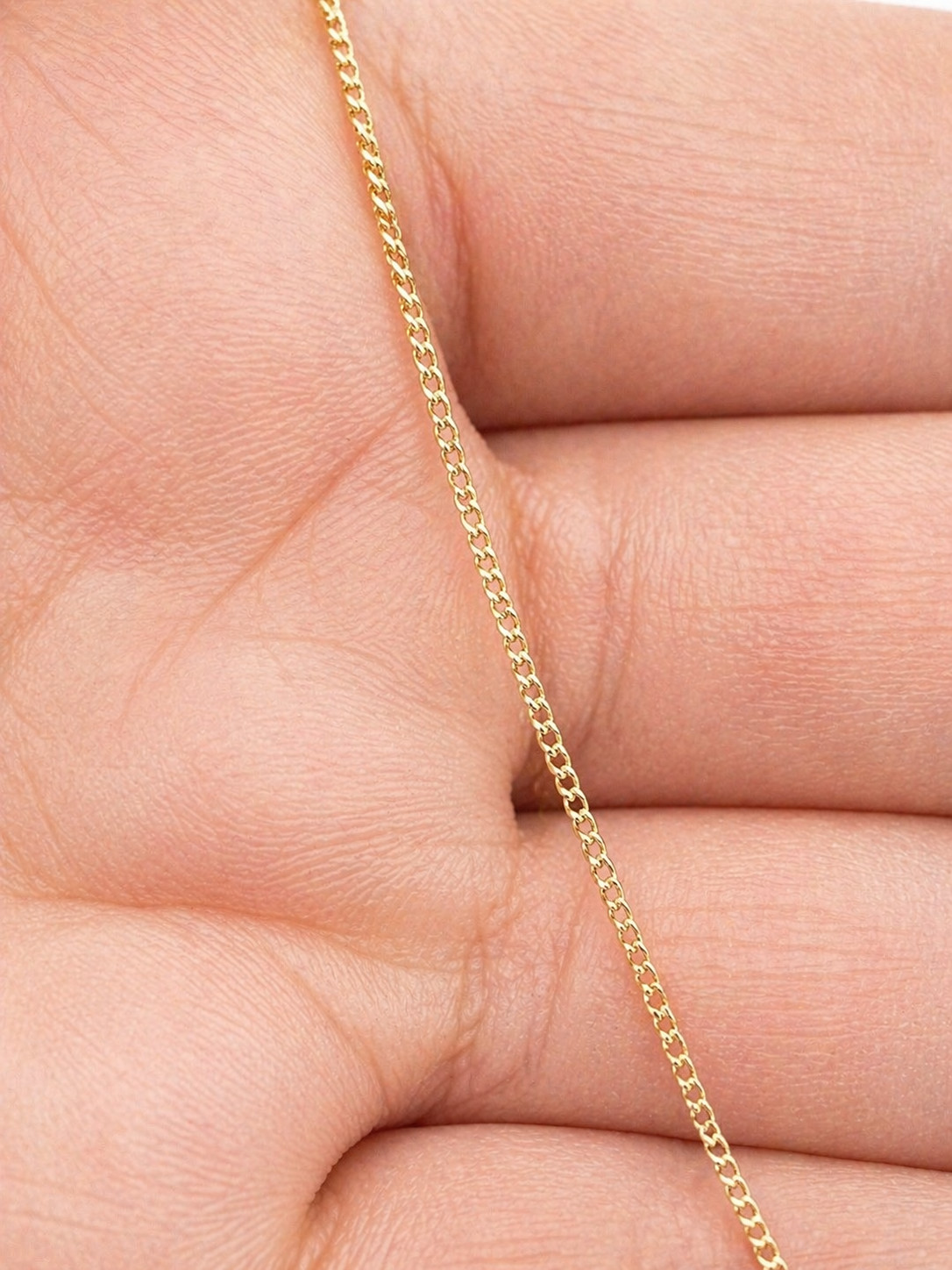 Dainty Minimalist Gold Filled Chain Necklace 1mm Thin Cable Chain Women & Men 20