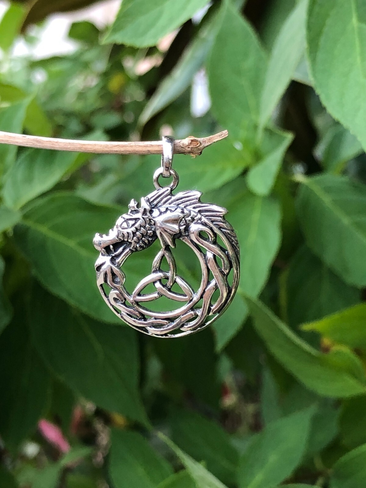 925 Sterling Silver Celtic Dragon with Trinity Knot Pendant Men 24mm0.95″/33mm