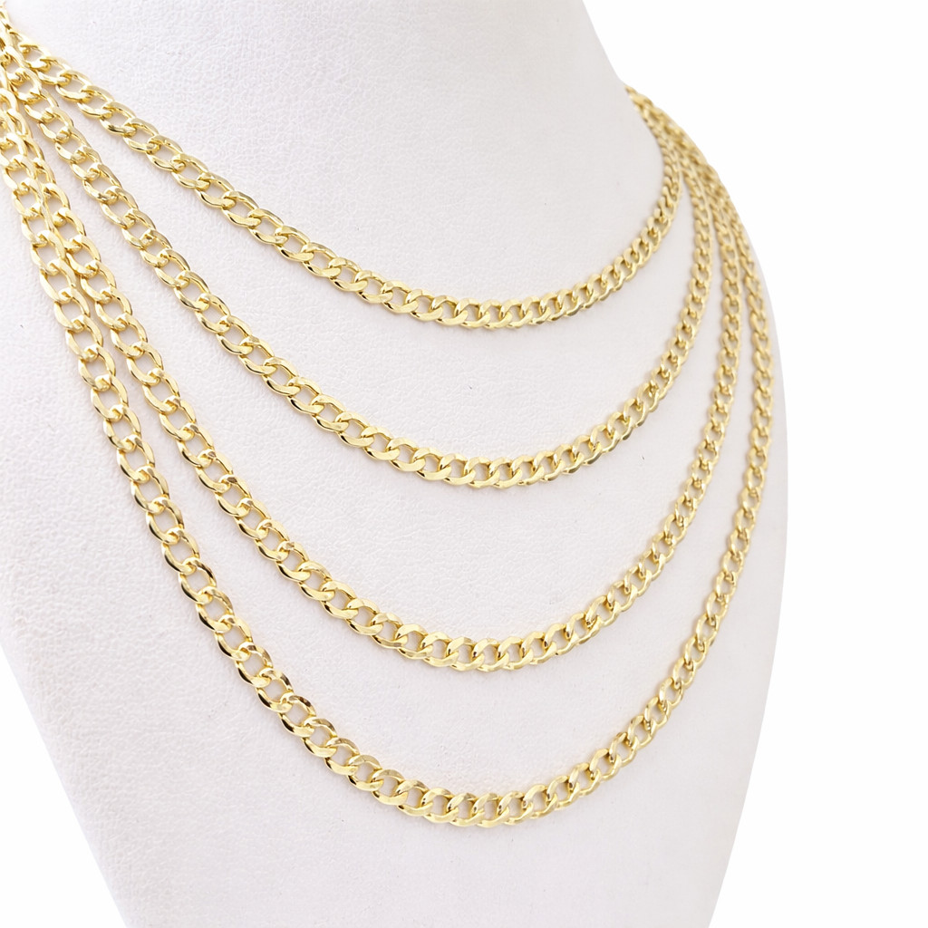 Real 14K Gold Cuban Curb Link Chain Necklace 5mm Mens Womens 18 20 22 24 Inch