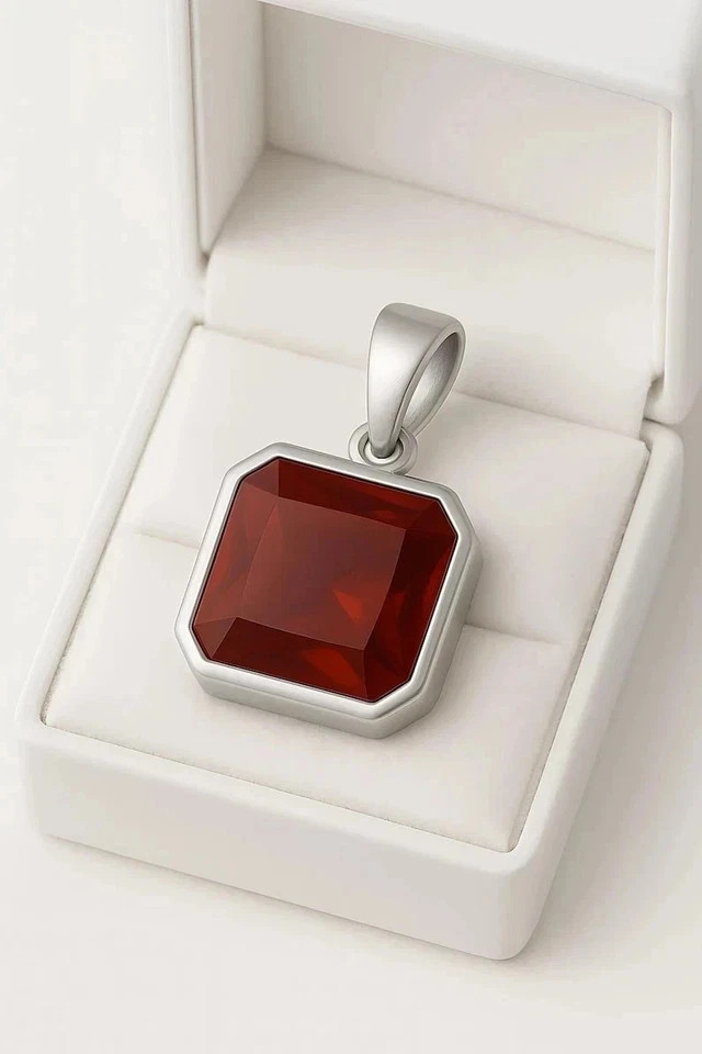 Certified 16 Ct Natural Blood Red Ruby Pendant 925 Sterling Silver Jewelry