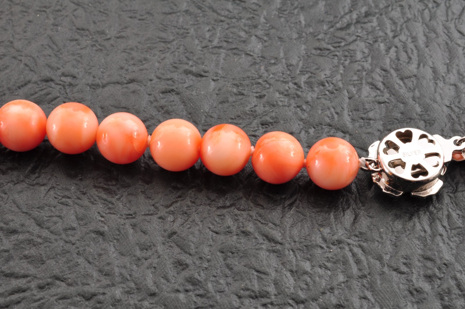 925 silver craps Pink coral necklace (17.3in, 370ct) 925 silver with Certificate