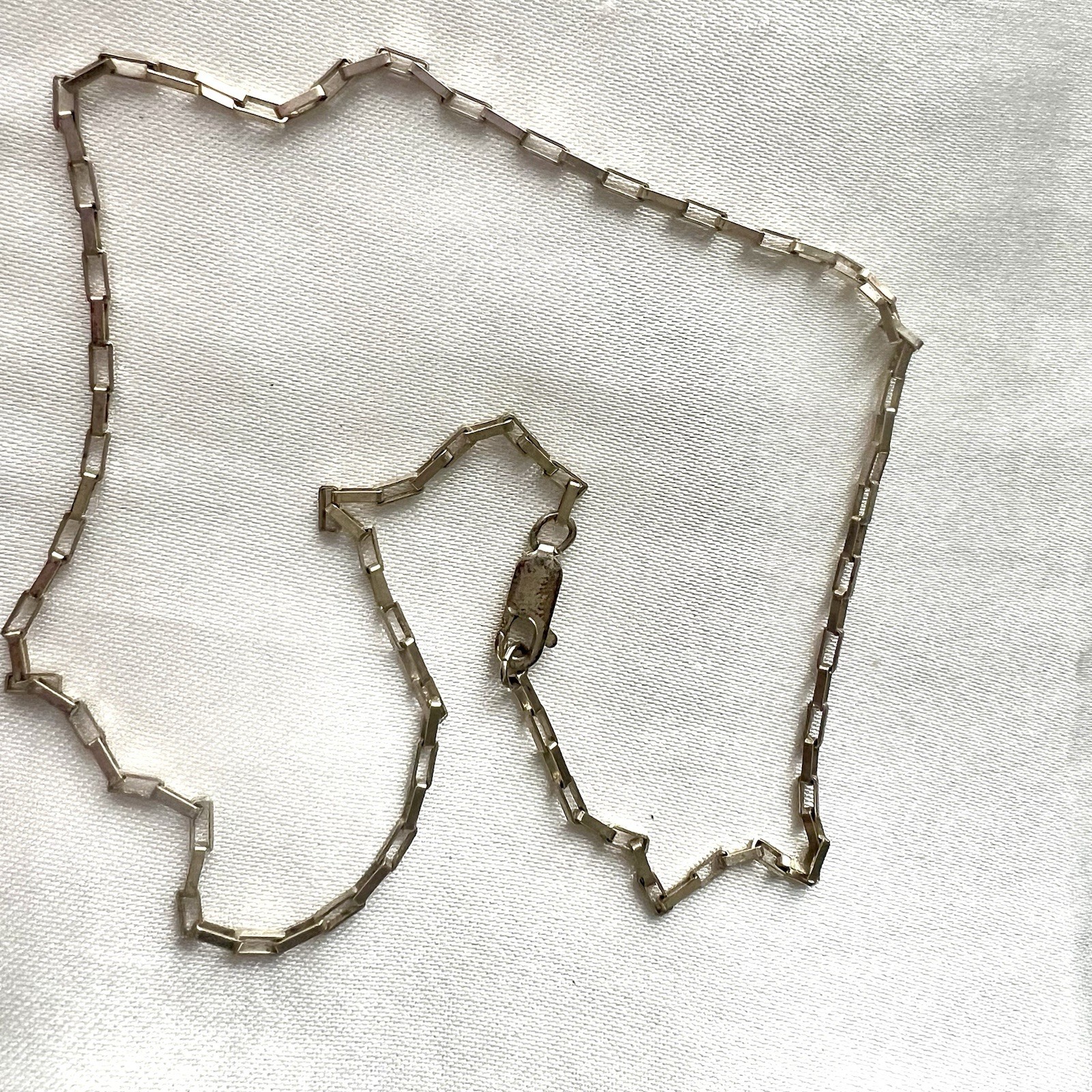 925 Sterling Silver Paperclip Link Chain Necklace 14” Choker Bar Link Chain 3g