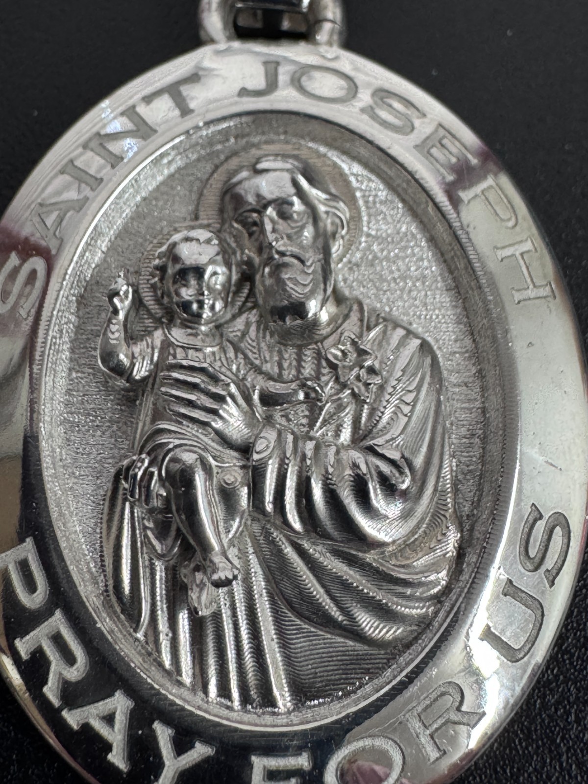 Saint Joseph “Pray For Us” Miraculous Metal 2 Inch Pendant 29 Grams 925