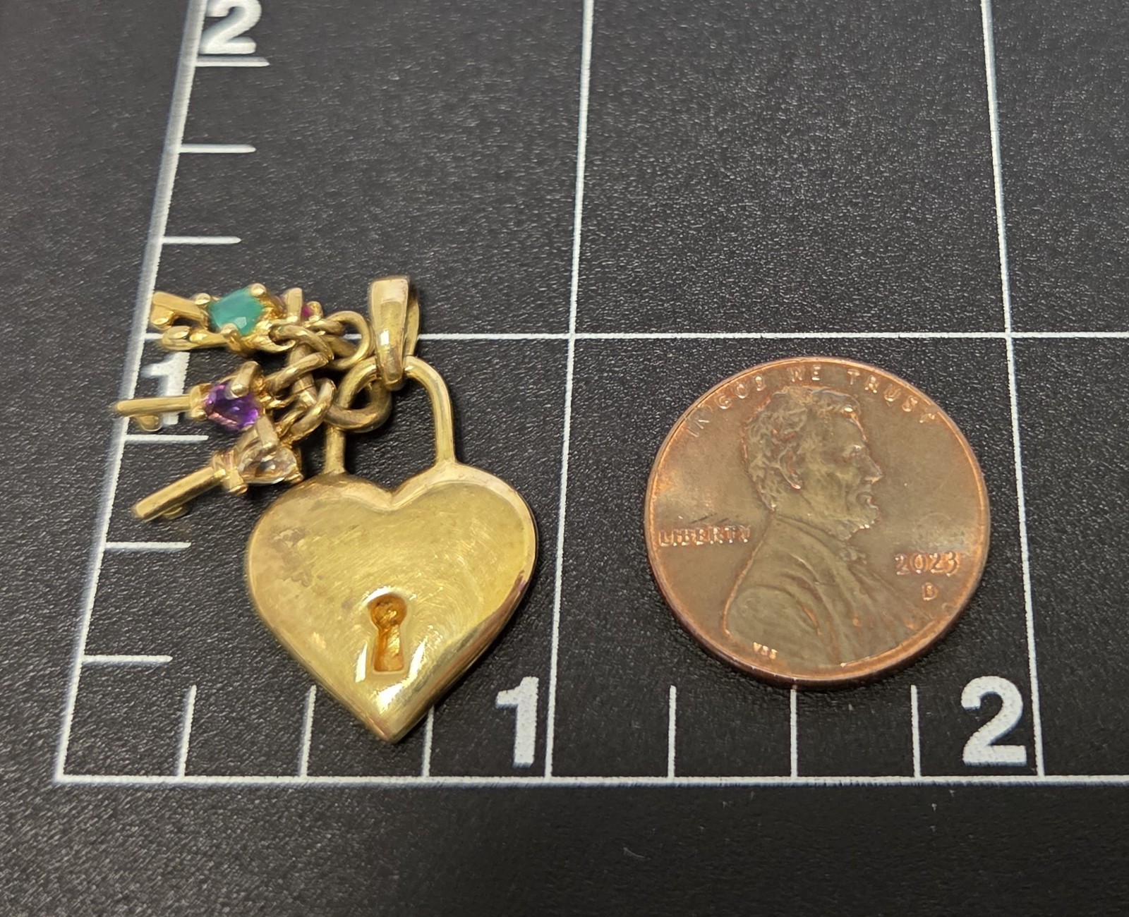 Keys To Her Heart Lock Pendant MOM Mother 10K GP over 925 Birthstones Vtg ACTM