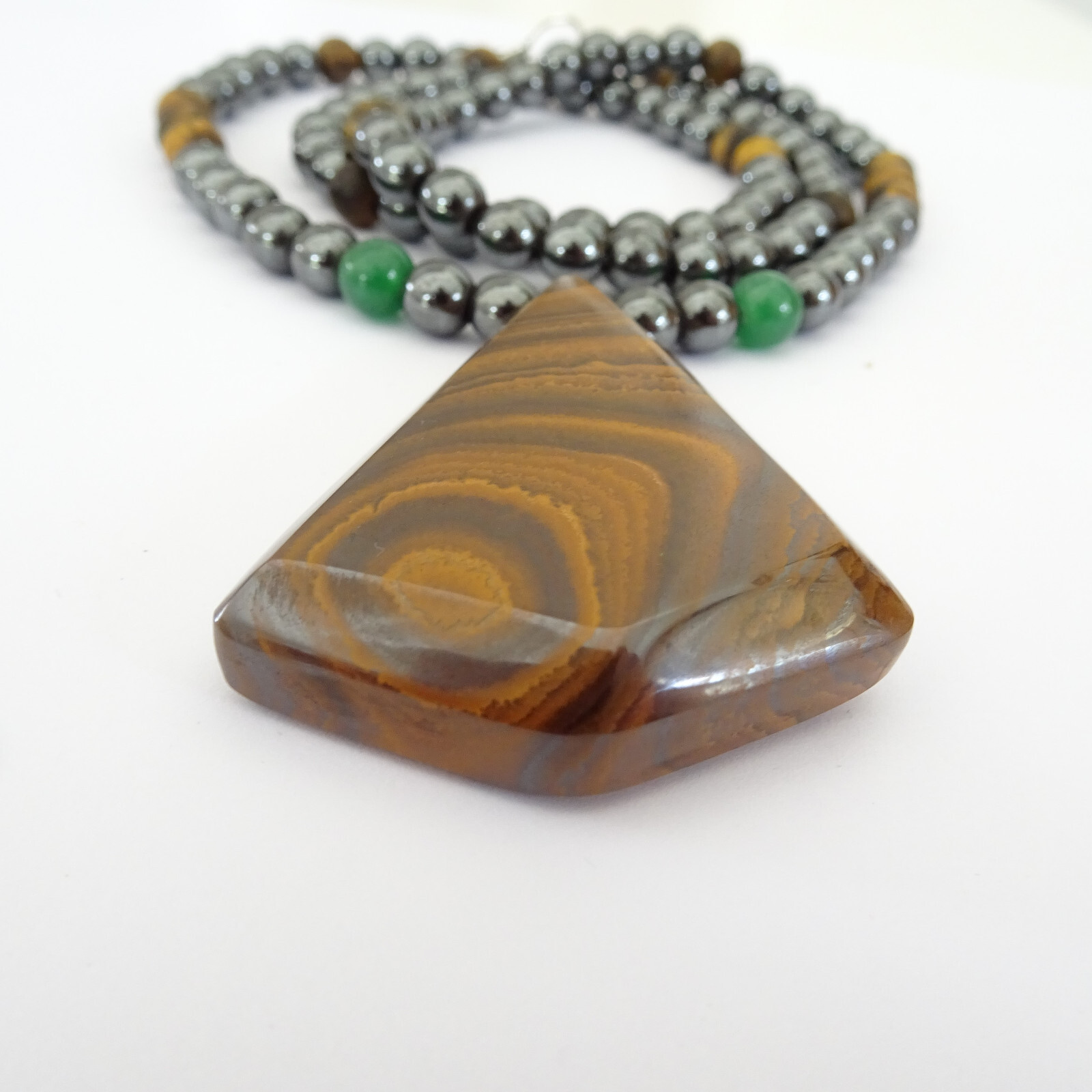 AUSTRALIAN BOULDER OPAL Beded Gemstone Necklace Hematite, Tiger Eye Unisex