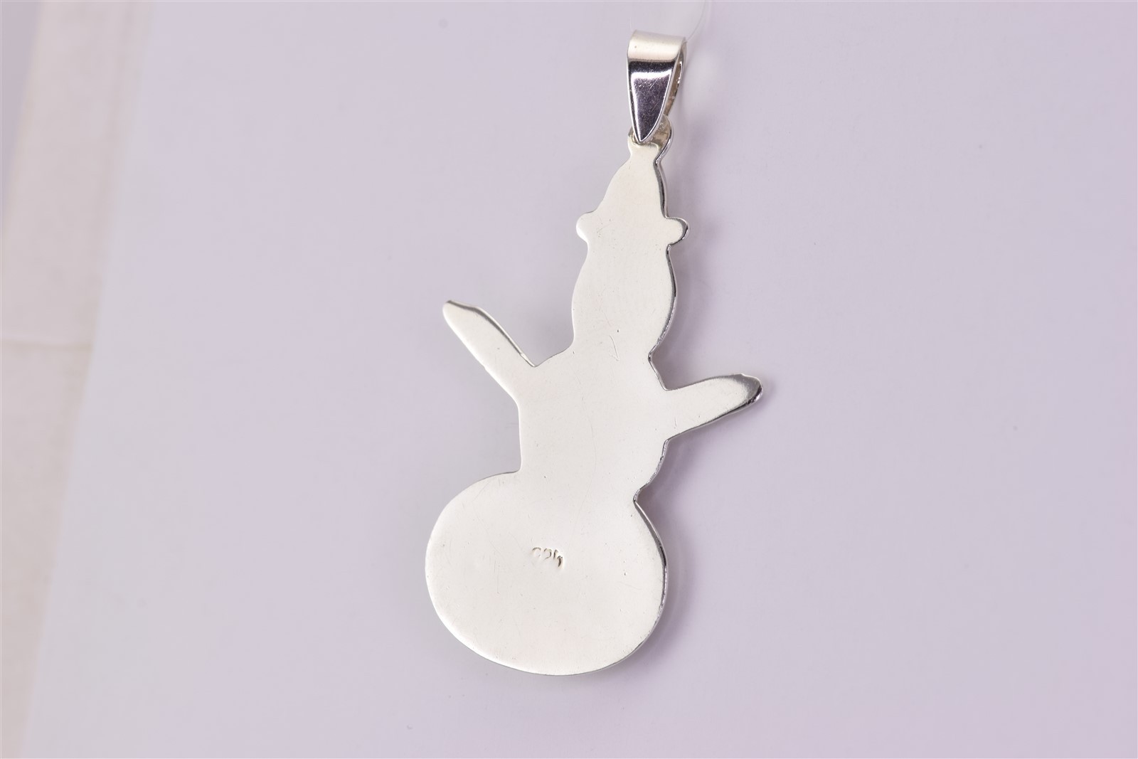 Sterling Silver 38mm x 26mm Puffy Snowman Frosty 925 Pendant