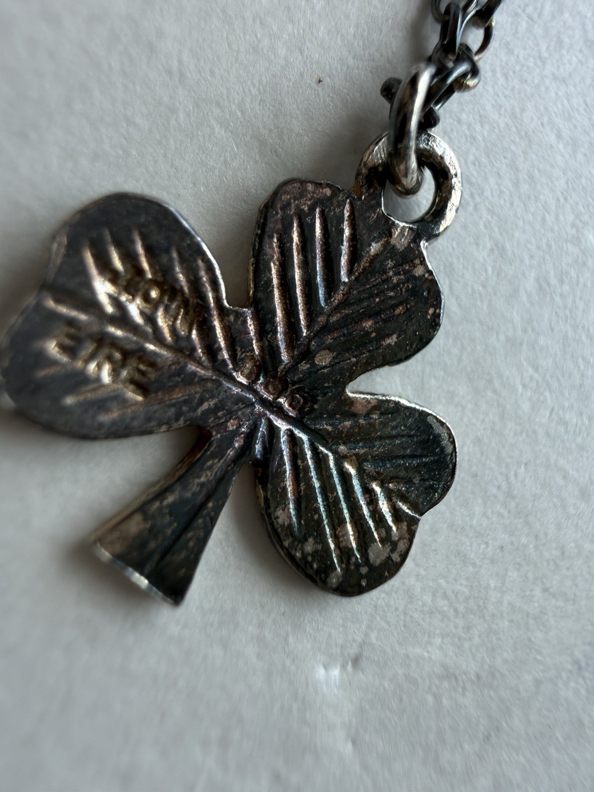 Vintage Irish Sterling Silver Shamrock Pendant Necklace J.O’N Eire 925