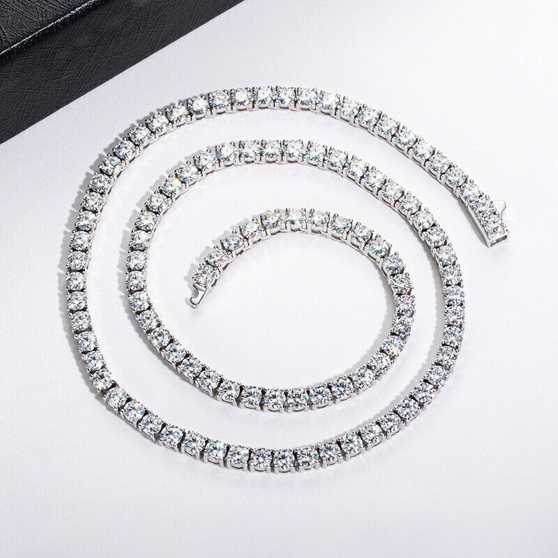 6.5mm 16-24″ VVS1 D Moissanite Tennis Chain Solid 925 Passes Diamnd Tester!