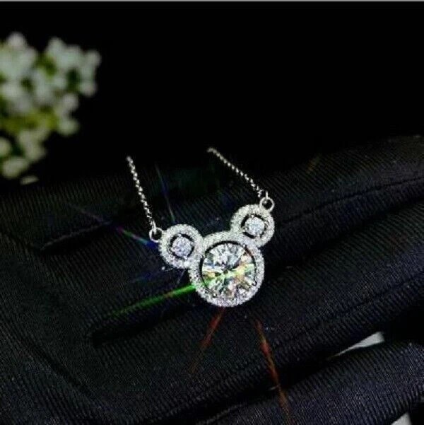 Micky Shape Pendant 14k White Gold Plated 2 Ct Round Cut Lab Created Diamond