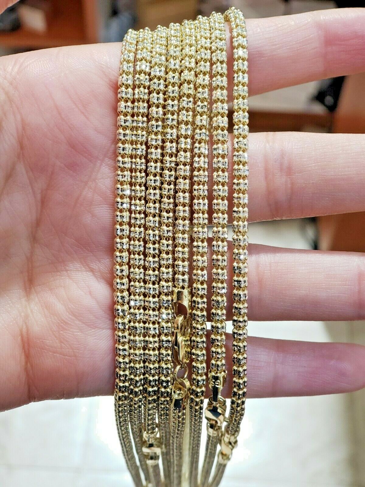 10k Yellow Gold Tennis Chain Necklace 20″ 4mm Diamond Cut REAL GOLD