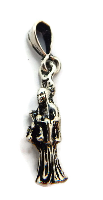 Holy Death Grim Reaper Charm Pendant .925 Sterling Silver!!