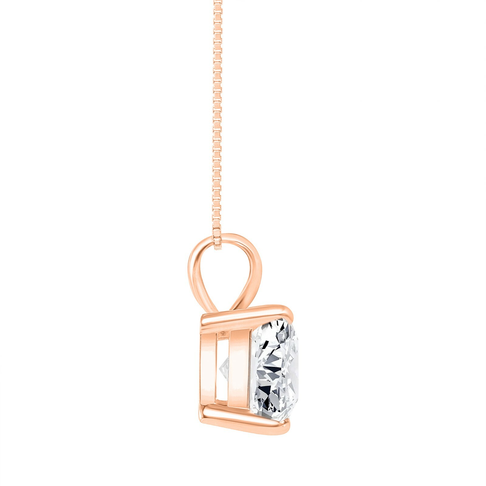 3 Ct Asscher Lab Created Grown Diamond Solid 14K Rose Gold Pendant Necklace 16″