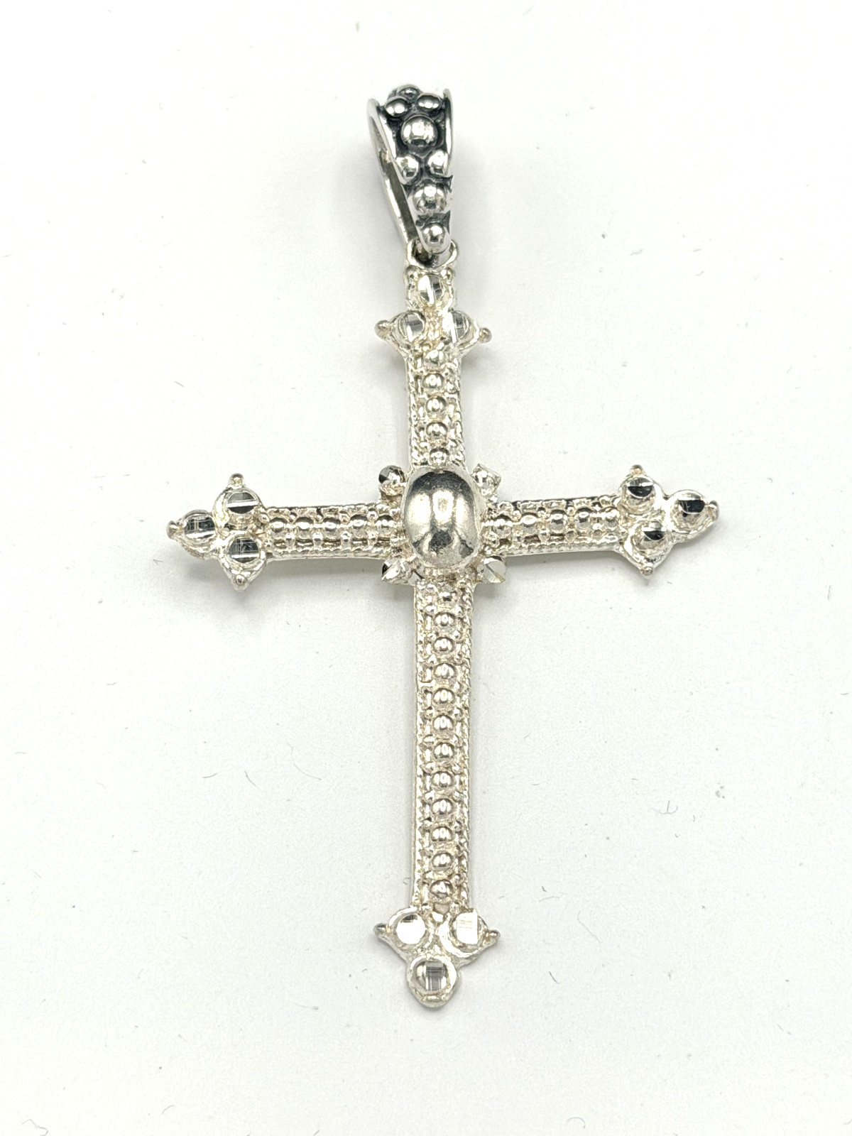 AGI Italy 925 Sterling Silver Large Cross Pendant Religious 2.5″ Gift Box 7.7g