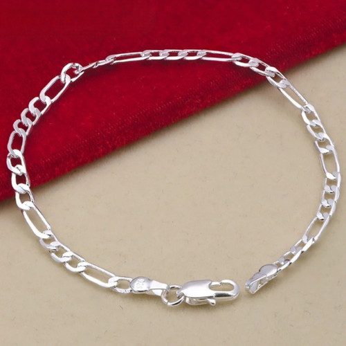 925 Sterling Silver 4MM Chain Bracelet Necklace for Men Women Wedding Gifts