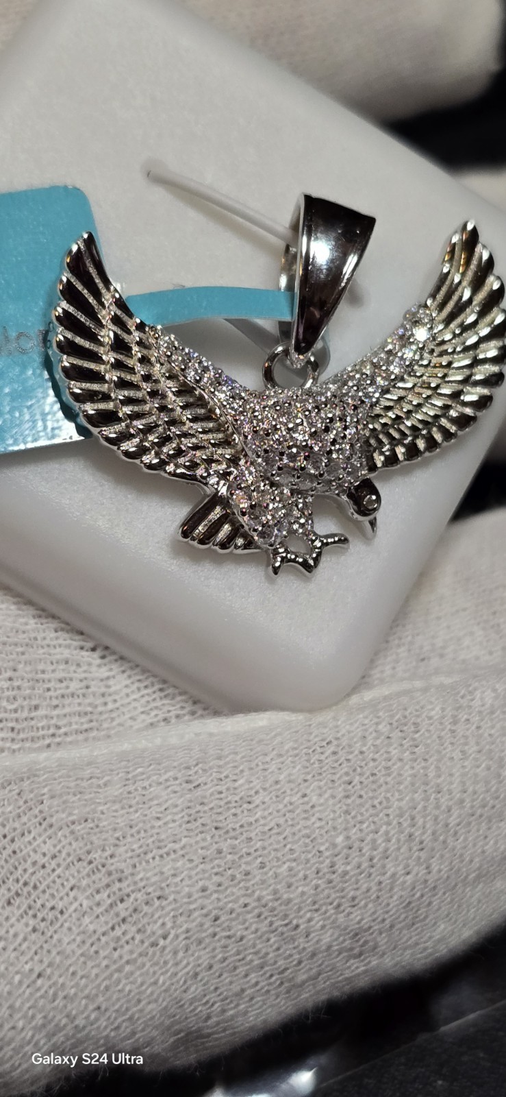925 Sterling Silver Moissanite Eagle Pendant • 0.51 CTW • White/Colorless