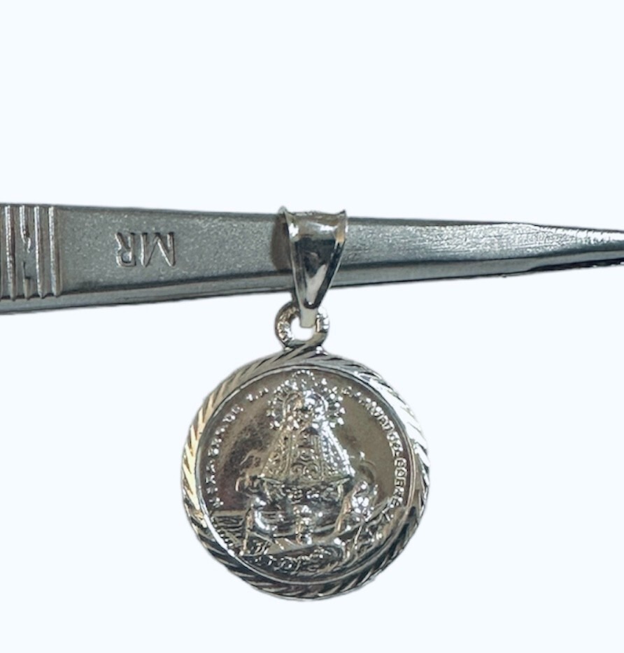 Sterling Silver 925 Our Lady of Charity “Caridad del Cobre” 19mm Round Medal