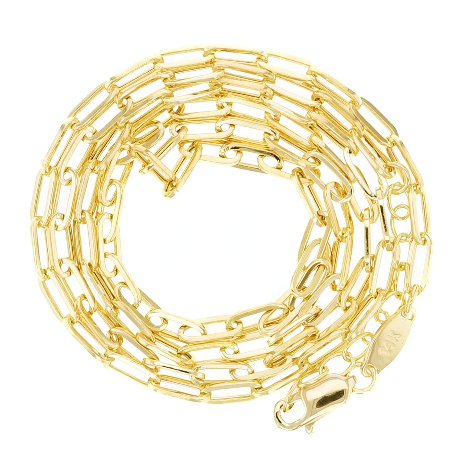 Italian 14k Yellow Gold Paper Clip Link Chain Necklace 18″ 2.3mm 2.2 grams