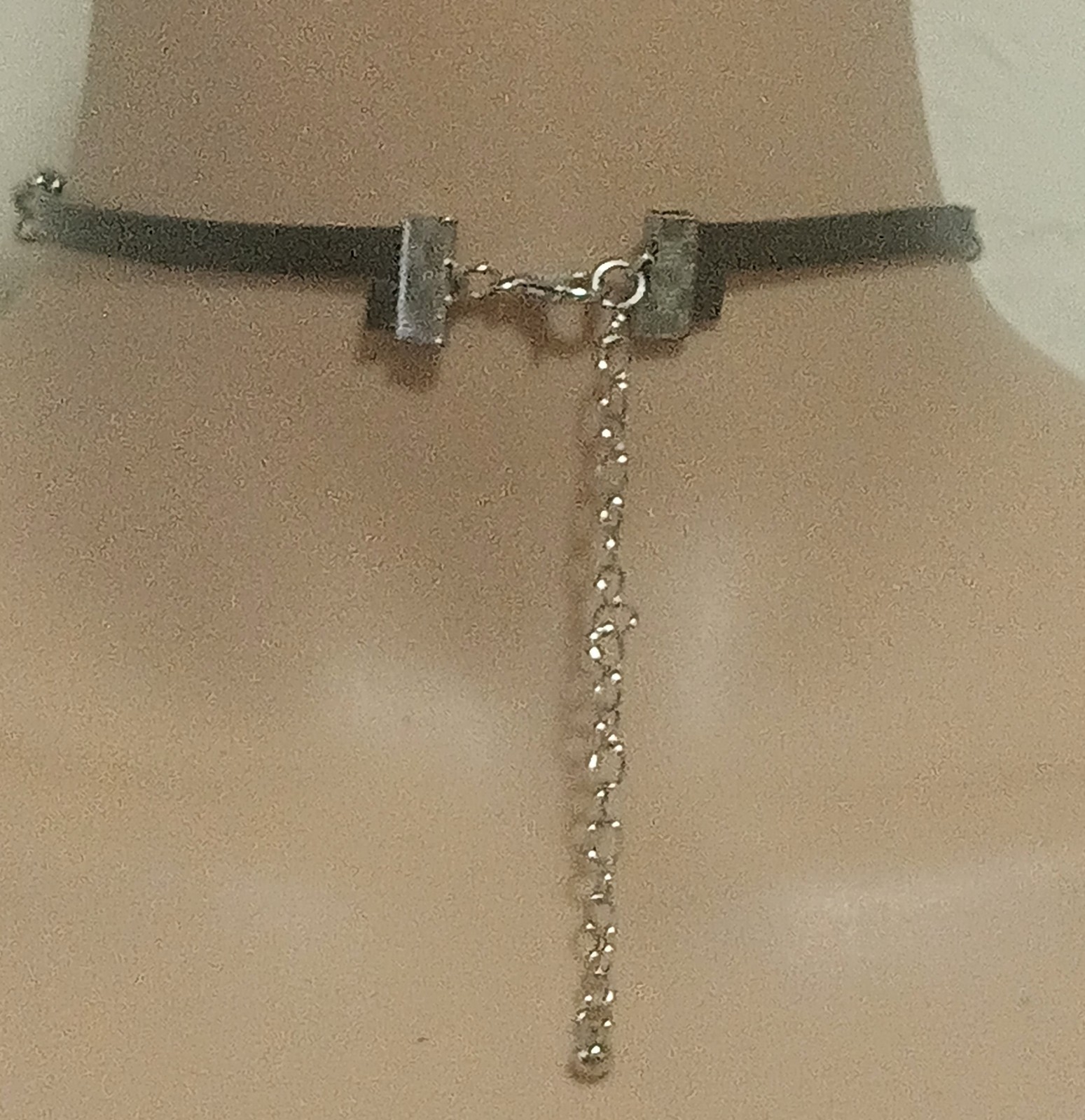 Gothic Black Leather Punk Chain Choker Layered O Ring Charm Necklace 14 Inch