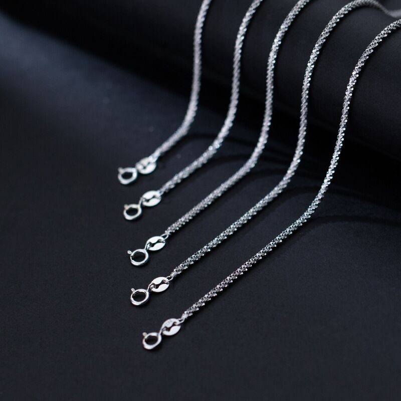 2mm Wide Woman REAL s925 Sterling Silver Starry Chain Necklace 16-28”