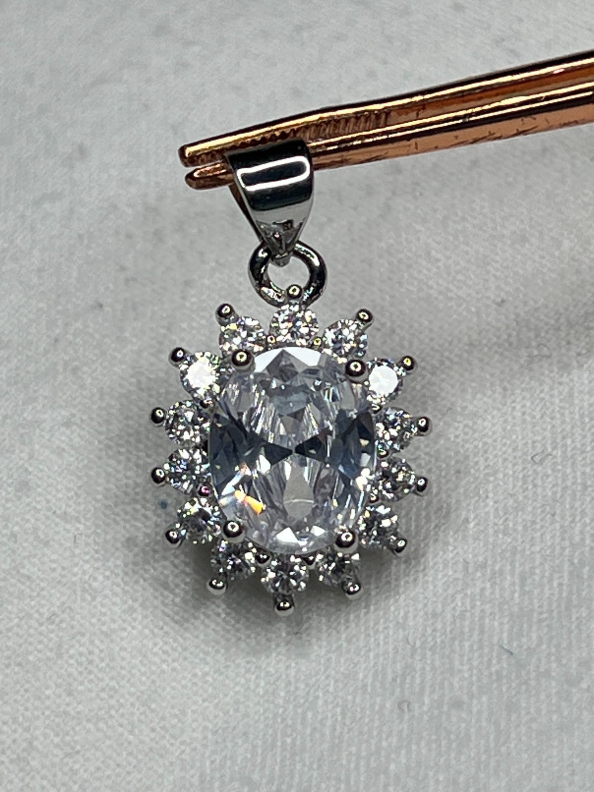 Moissanite Halo Pendant – S925 – 10x8mm Center Stone | Approx. 5mm Bail