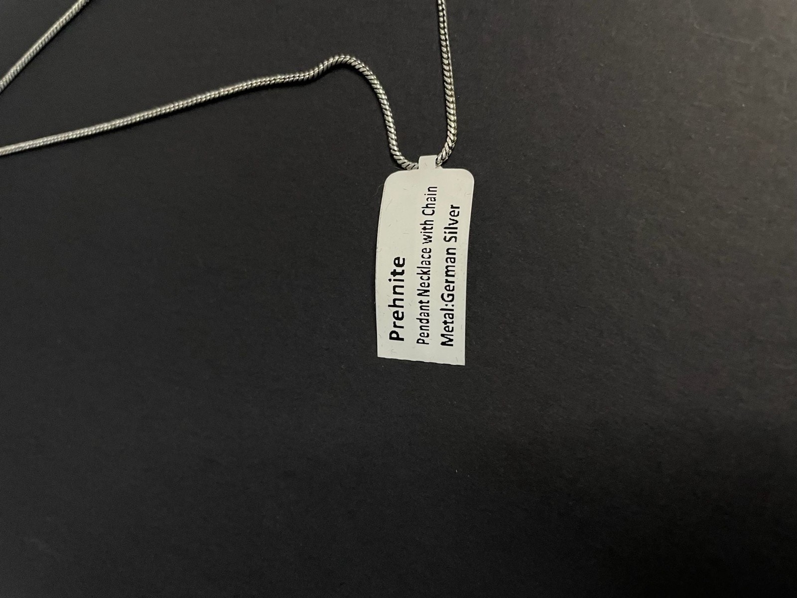Oval Prehnite Pendant Necklace with Chain in German Silver