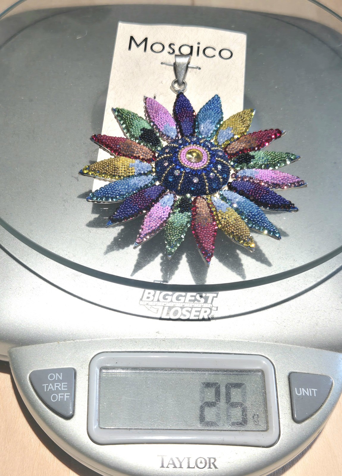 Huge Sterling Silver Star Colorful Mosaico Pendant
