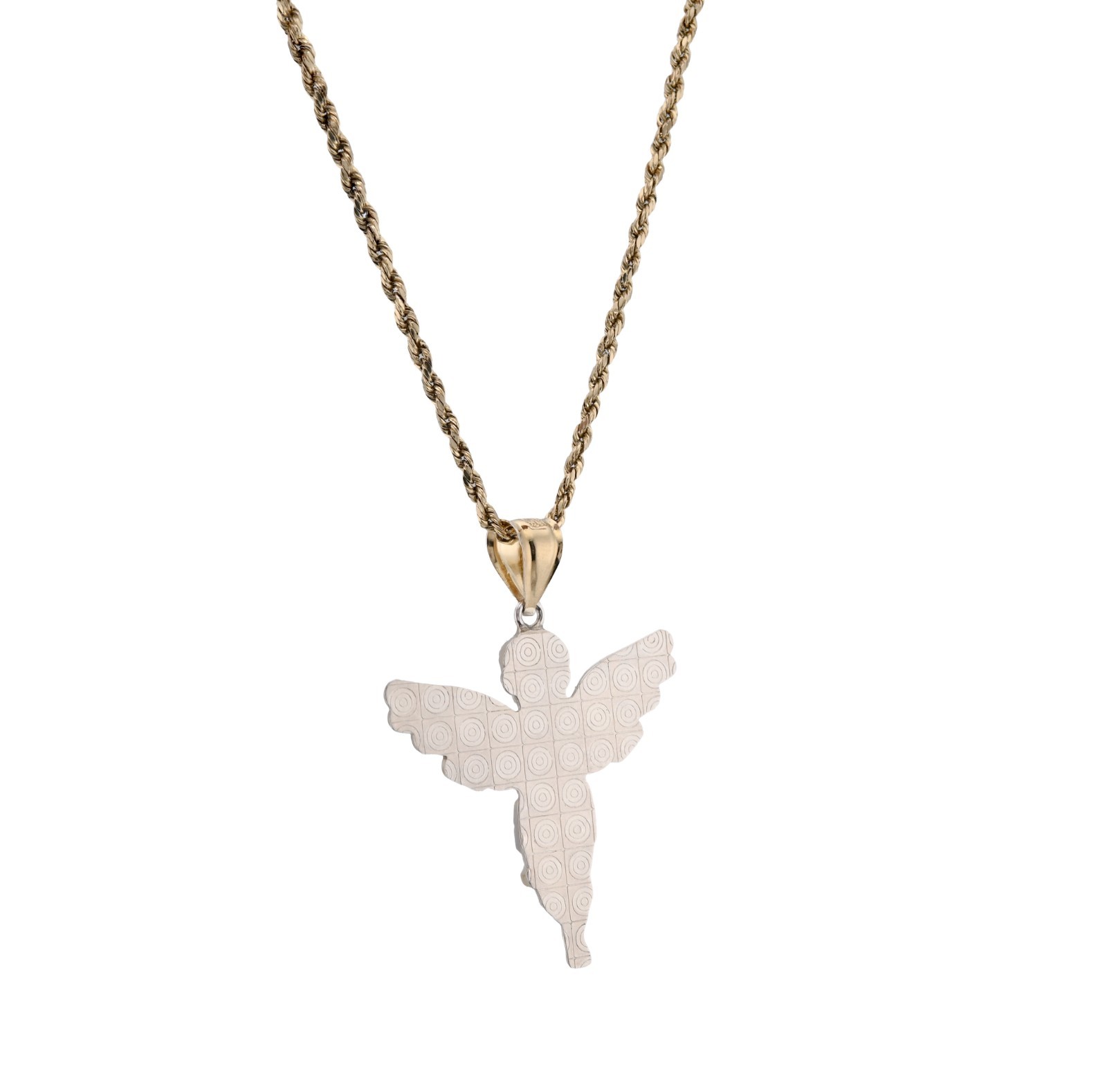 1/10th Real 10k Gold Bonded 925 Two Tone Praying Angel Pendant 2.9gms Mens Charm