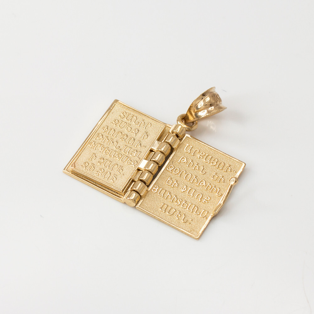 Gold 3D Armenian Bible Pendant Necklace(Available In Yellow/Rose/White Gold)
