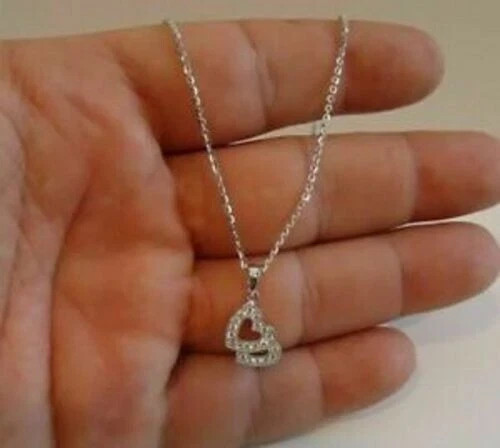 0.80Ct Round Cut VVS1 Diamond Heart Pendant 18″ Free Chain 14K White Gold Finish