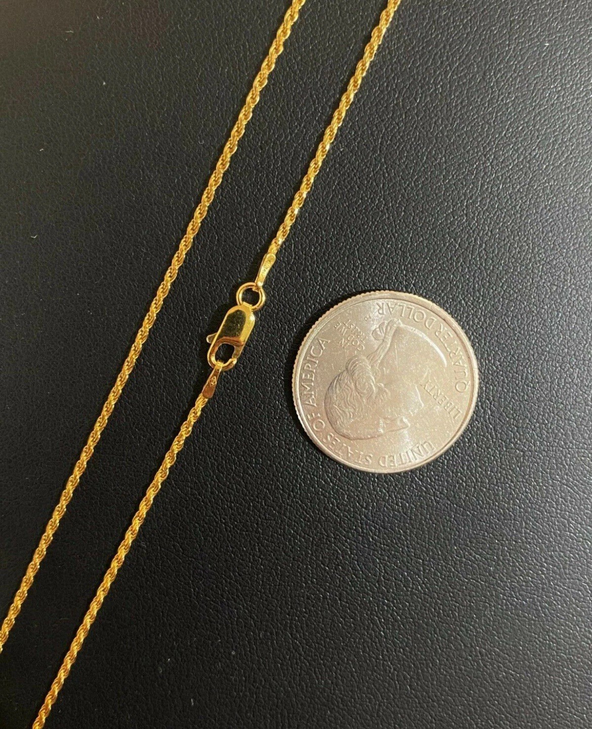 14K Gold Plated Plated 925 Silver Rope Necklace 1.5mm