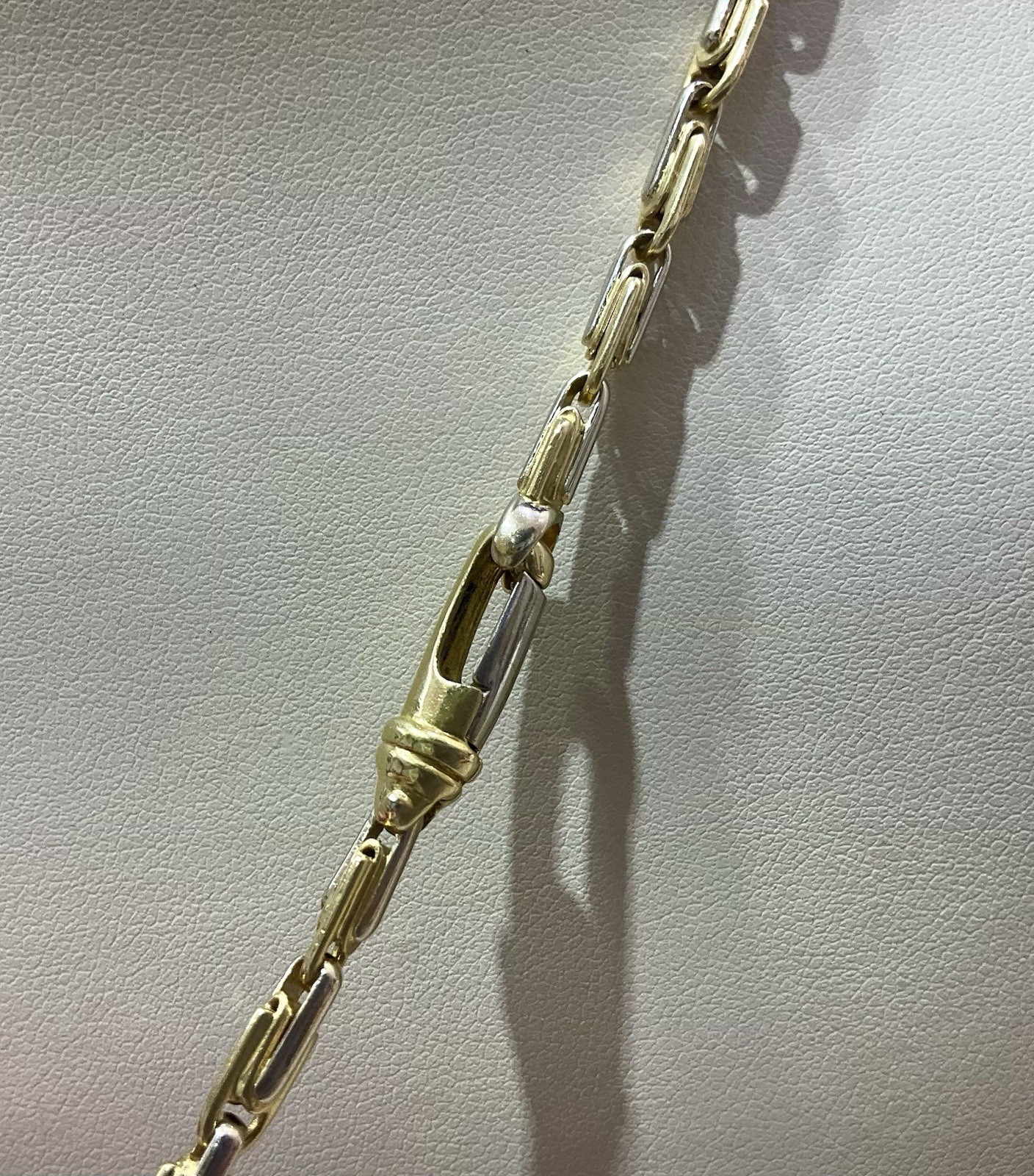 18K Two Tone Yellow & White Gold Fancy Link Chain Designed By Fulkro 20”