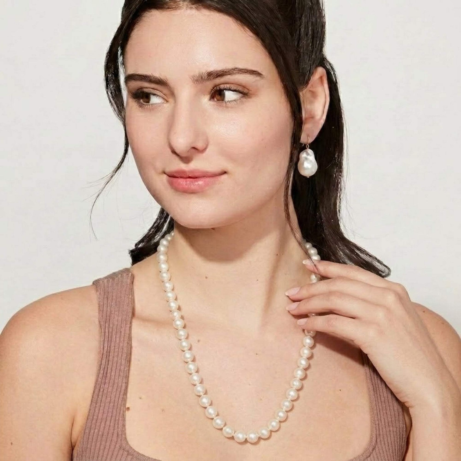 30″ Classic Cultured Shell Pearl Strand Elegant Women Necklace