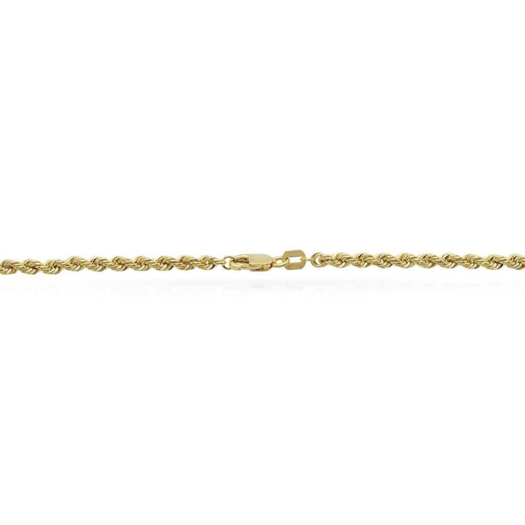 14K Yellow Gold 3mm Thick Hollow Rope Chain 20″