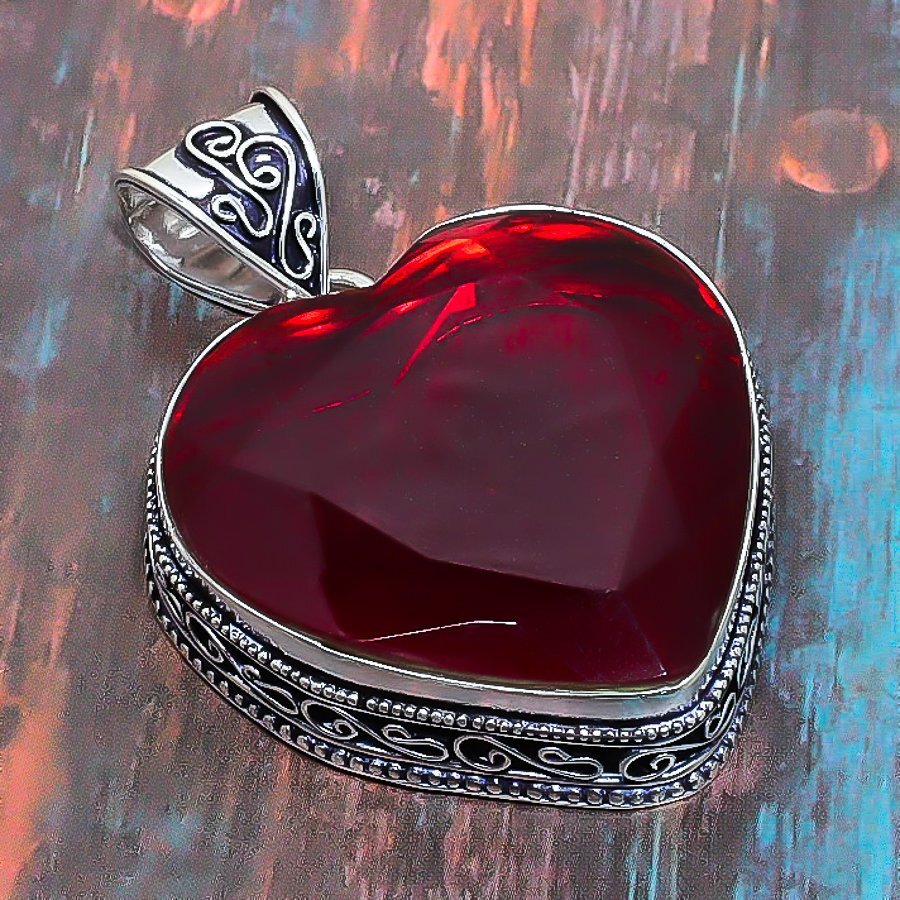 Mozambique Garnet Gemstone Handmade Gift Jewelry Pendant 1.97″ d437