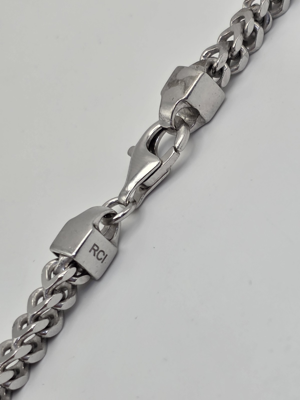 SQUARE FRANCO LINK CHAIN NECKLACE STERLING SILVER 925 RHODIUM PLATED ANTI…
