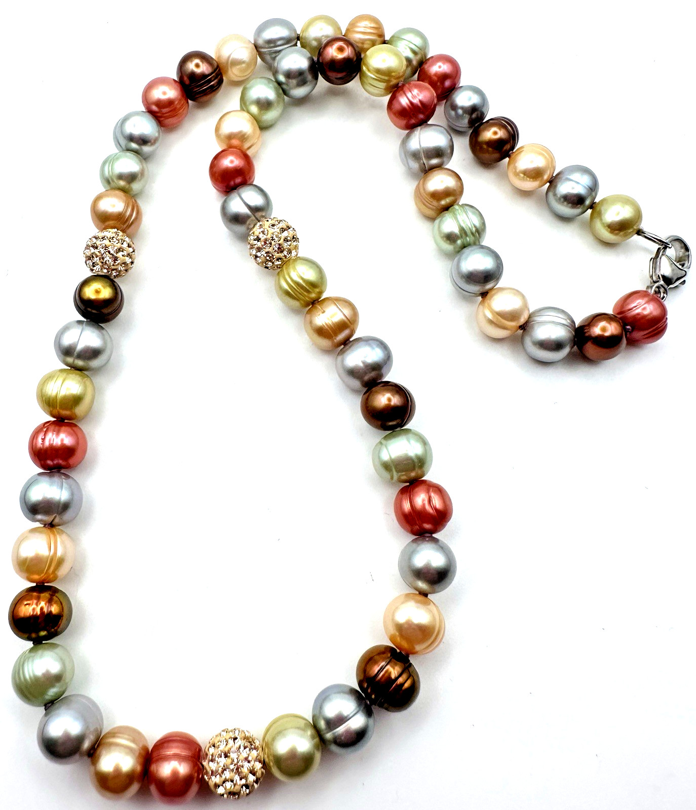 Honora Multicolor Freshwater Pearl Necklace 18″ 925 Sterling Silver 42g