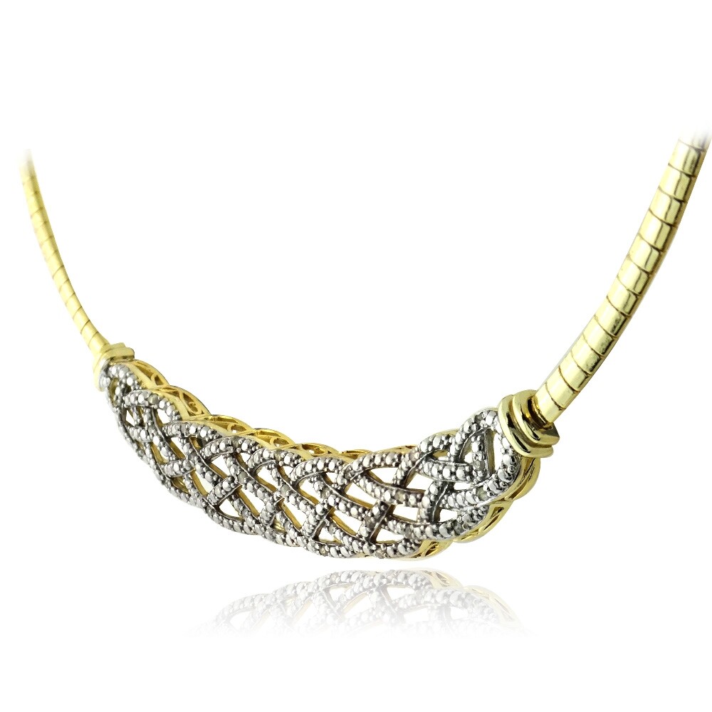 Gold Tone 1/4 Ct Diamond Weave Frontal Necklace