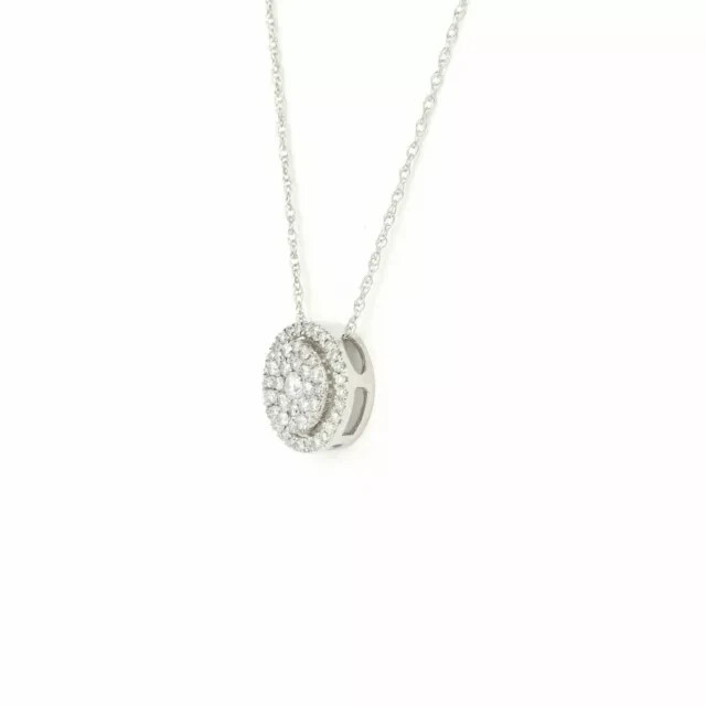 1.4Ct Round Cut Lab Created Diamond Halo Pendant 18″ Chain 14K White Gold Plated