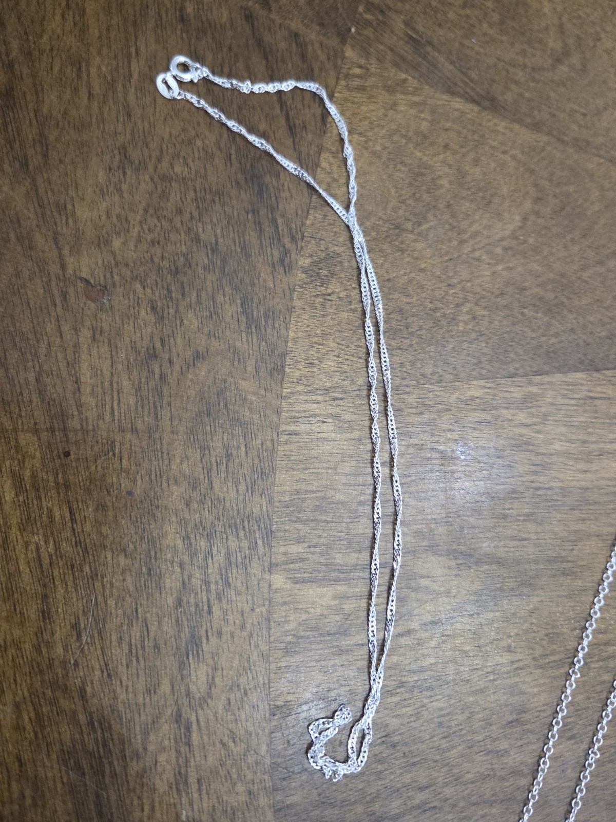 925 Sterling Silver Twist Chain Necklace Spring Ring Clasp Silver Tone