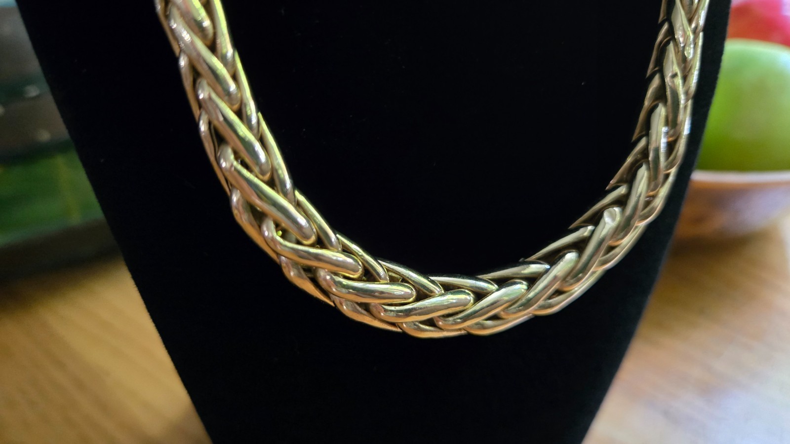 Italian 14K Gold Graduated Foxtail Wheat Spiga Link Necklace 25.4g 17″ 585