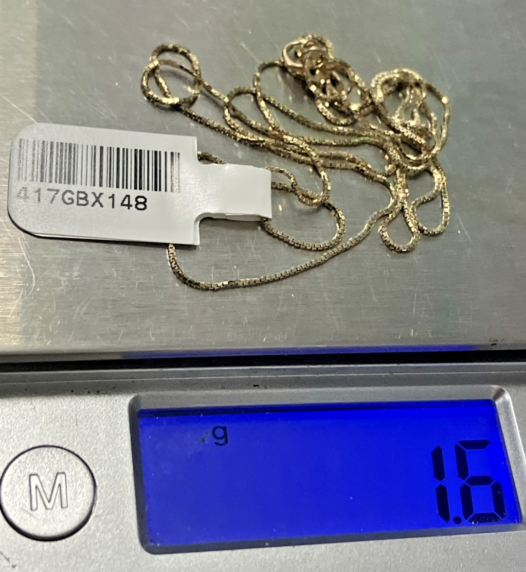 10kt Real Gold Thin Box Chain 1.48grams 22inches Starz Brand New with Retail Tag