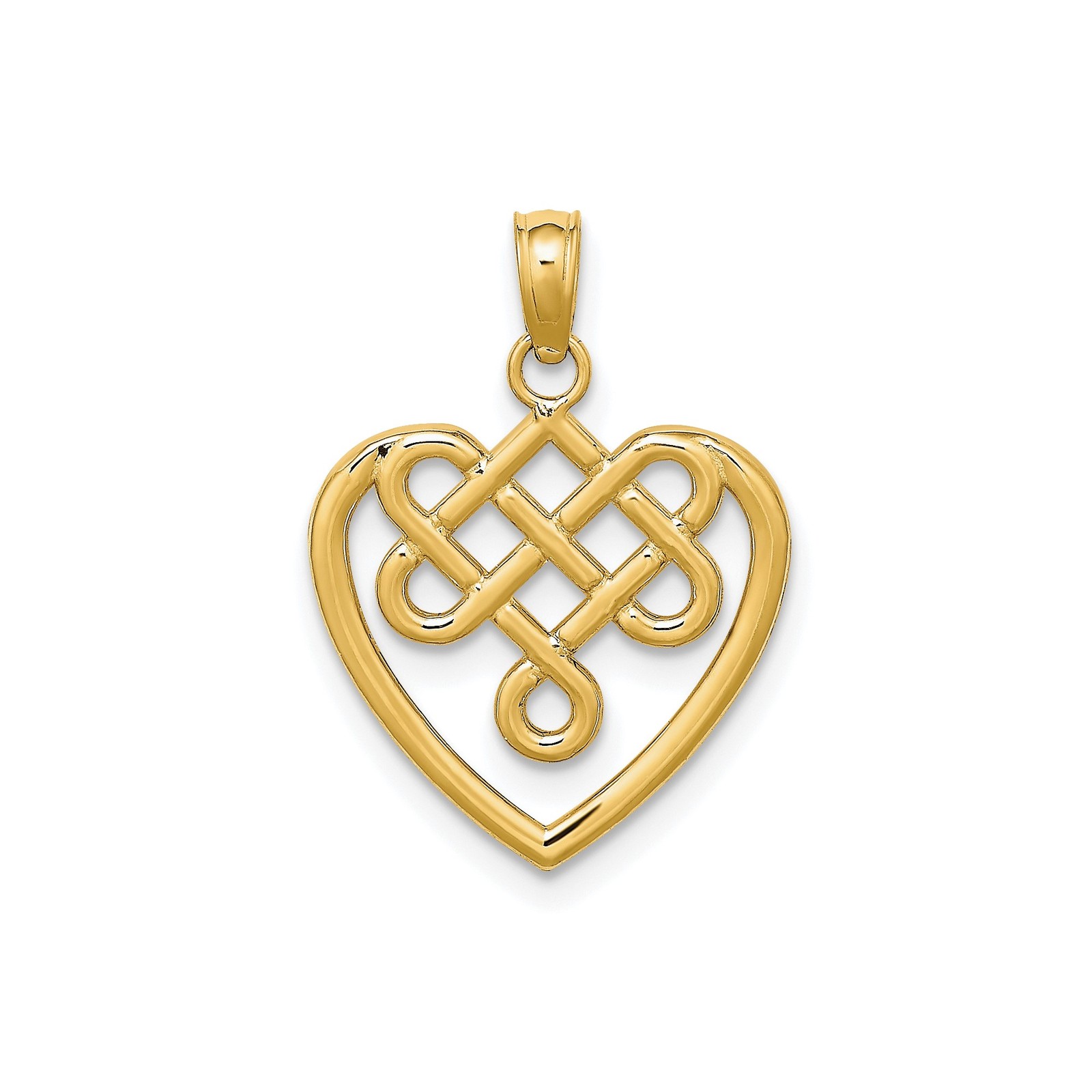 10k Yellow Gold Heart Pendant Celtic Knot Necklace Charm Symbolic Jewelry Women