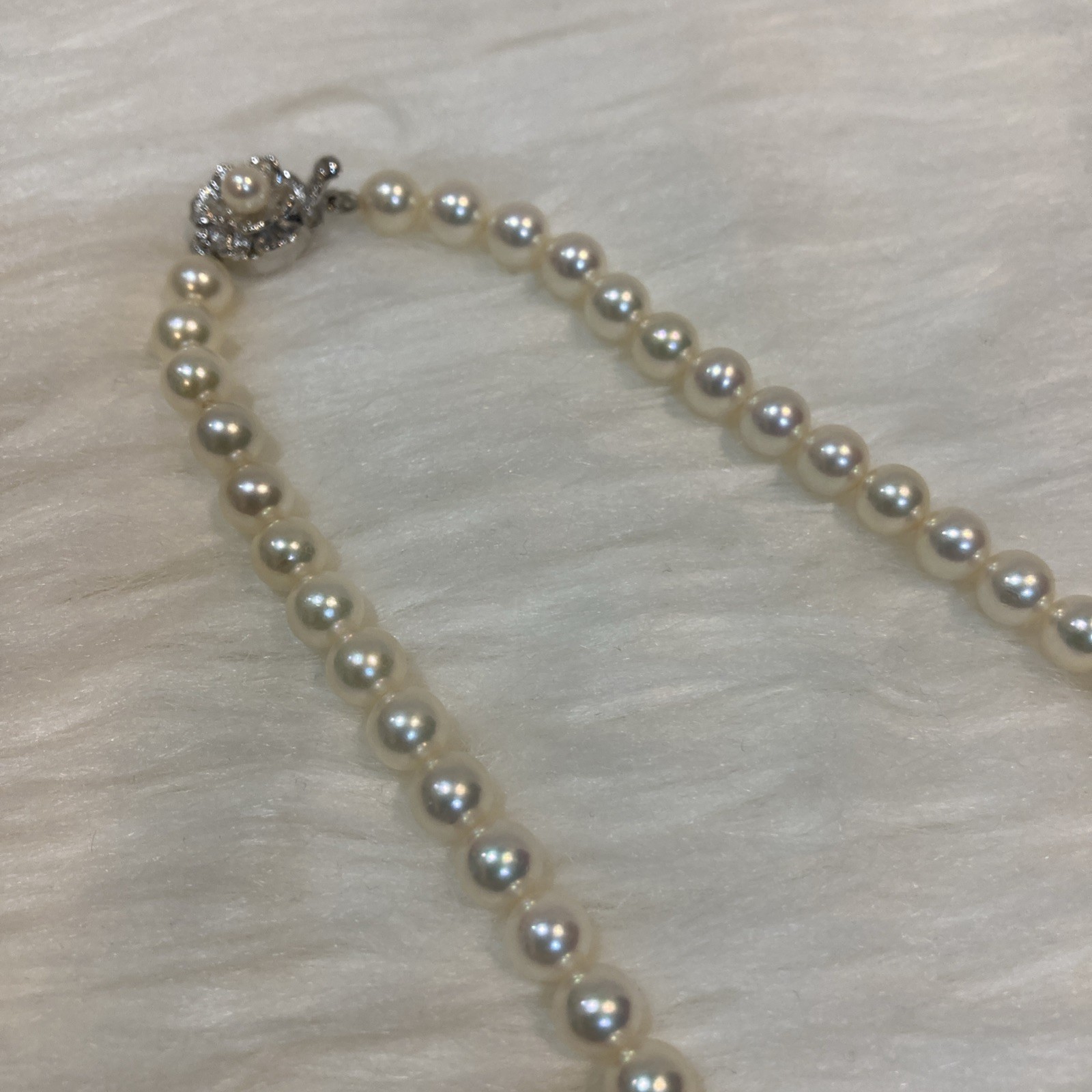 Akoya Pearl Necklace 6-6.5mm 42cm 24g Silver Clasp Excellent Japan