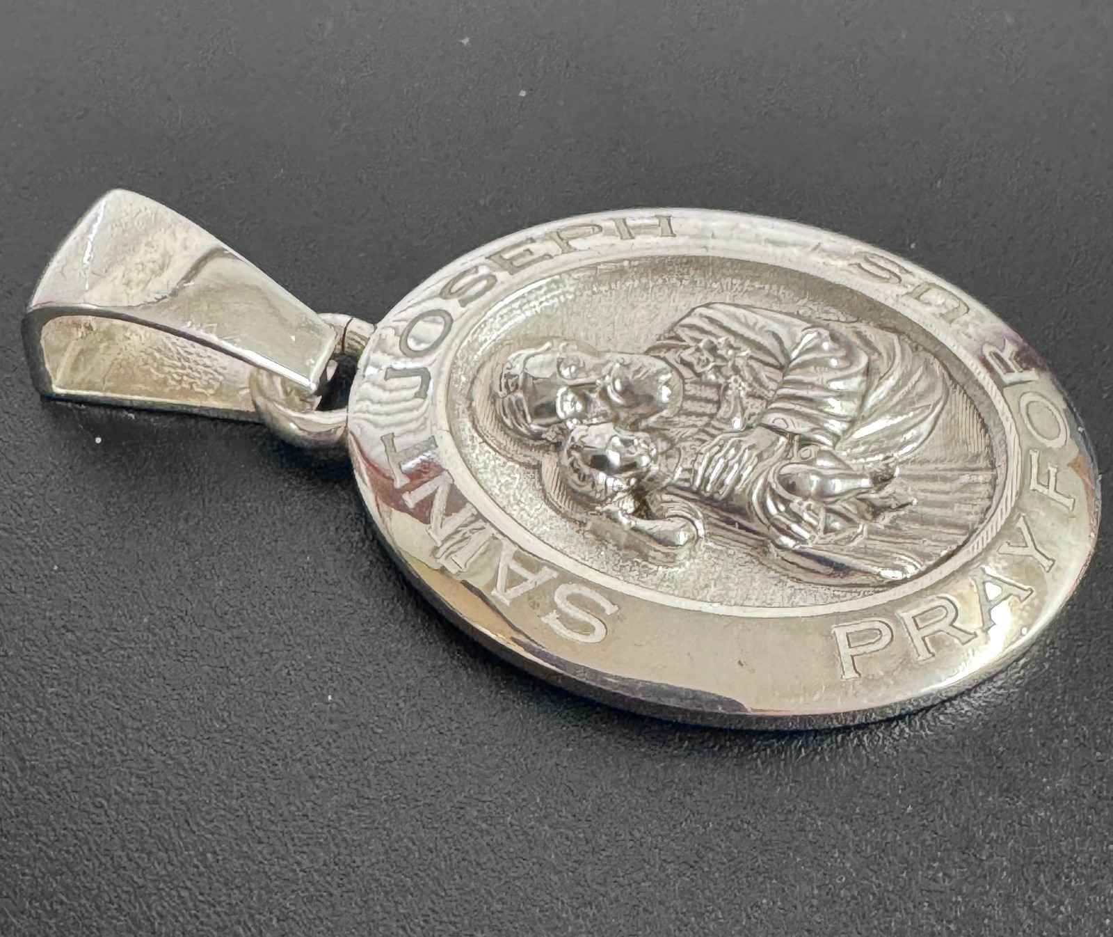 Saint Joseph “Pray For Us” Miraculous Metal 2 Inch Pendant 29 Grams 925