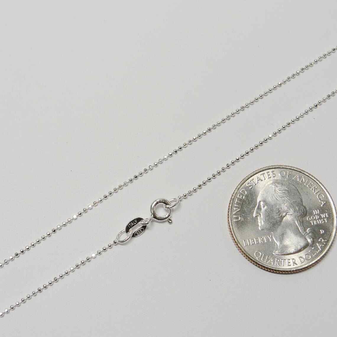 925 Sterling Silver 1mm Ball Bead Chain Necklace – Made In Italy – All Sizes
