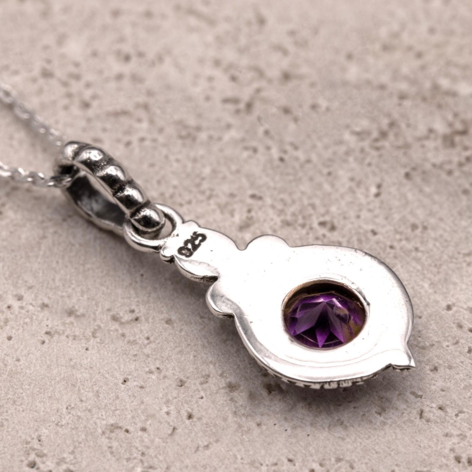 Purple Amethyst Pendant Minimalist Round Necklace Jewelry For Women And Adults