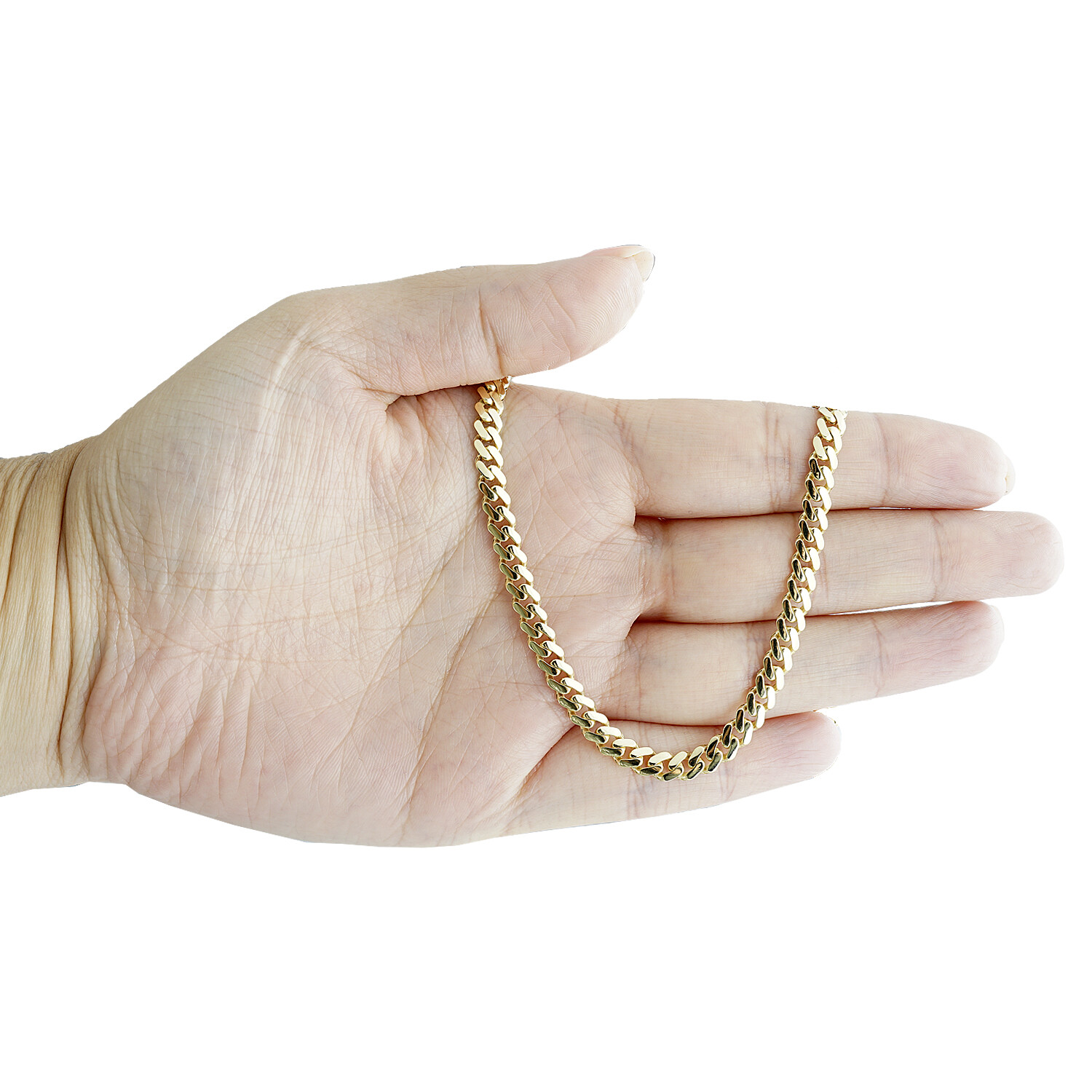 10K Yellow Gold High Polish 5mm Monaco / Cuban Link Chain Statement Necklace 16″